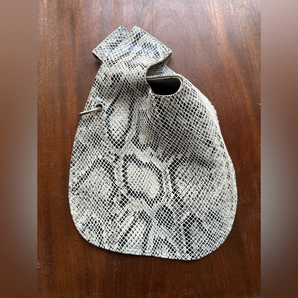 Snake Print mini pouch bag in Black and Cream